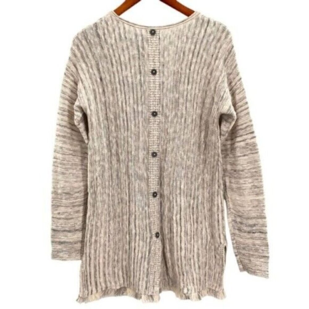 J. Jill Womens Marled Fisherman Knit Sweater Button Back - Picture 2 of 13